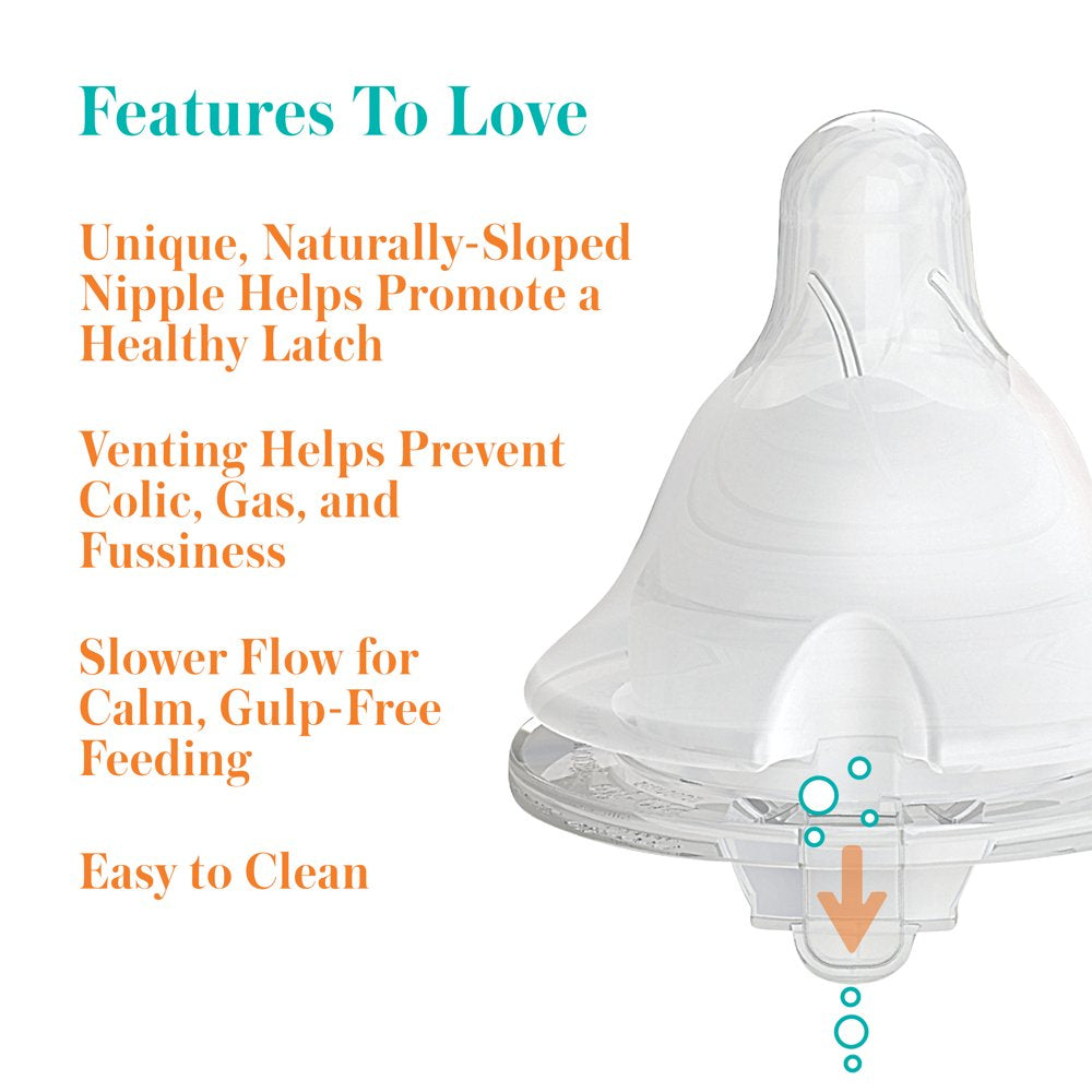 Evenflo Balance + Wide Neck Bpa-Free Silicone Slow Flow Baby Bottle Nipple - 0 Months+, 6Ct