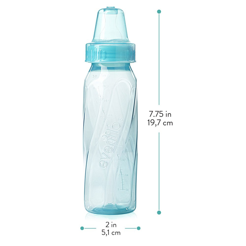 Evenflo Classic Tinted Bpa-Free Plastic Baby Bottles, 8Oz, Teal/Green/Blue, 12Ct