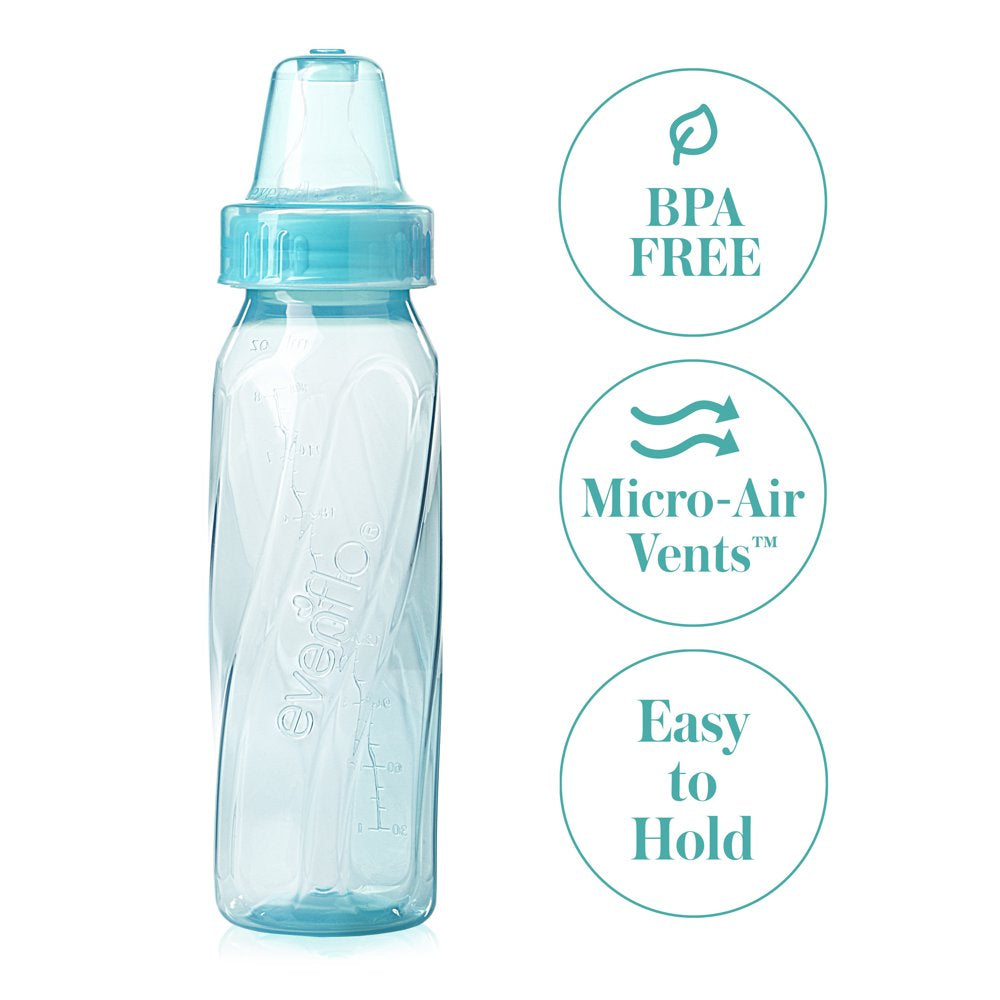 Evenflo Classic Tinted Bpa-Free Plastic Baby Bottles, 8Oz, Teal/Green/Blue, 12Ct