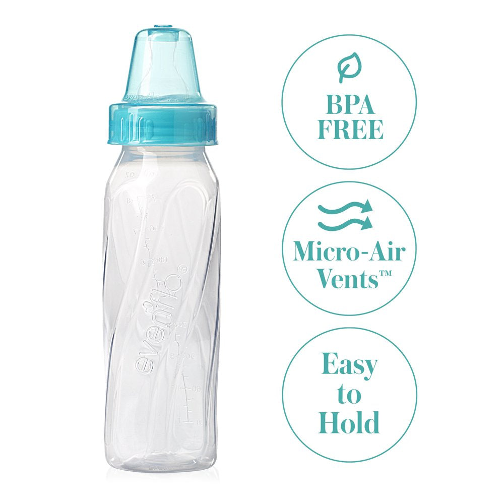Evenflo Classic Bpa-Free Plastic Baby Bottles, 8Oz, Teal/Green/Blue, 12Ct