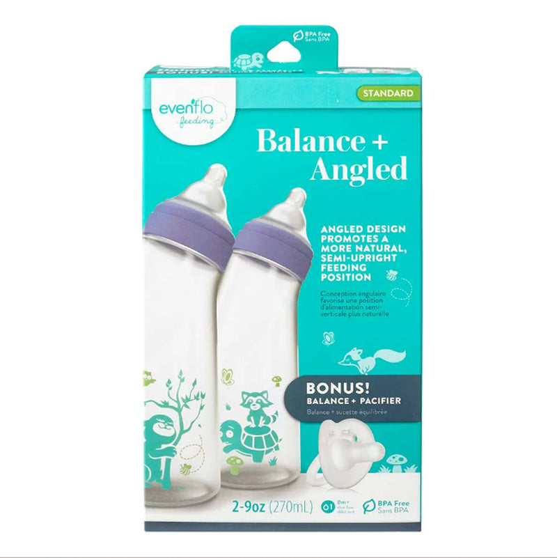 Feeding Balance+ Angled Bottle 9 Oz 2-Pack with Pacifier